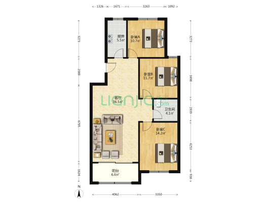 盛世美郡 3室1厅1卫 111平方