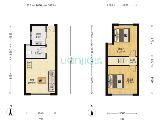 文一名门学府里 2室1厅1卫 48平方
