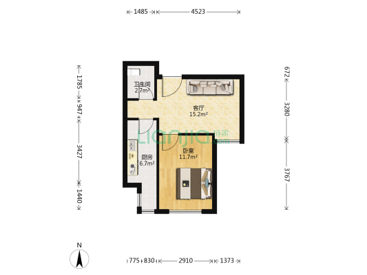 云江新苑 1室1厅1卫 56平方