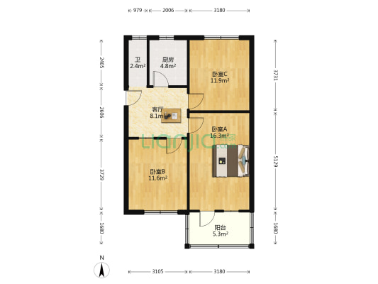 湖心南路 3室1厅1卫 70平方