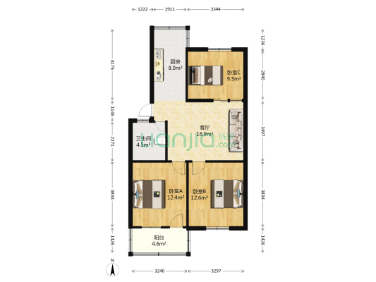 北后街25号 3室1厅1卫 85平方
