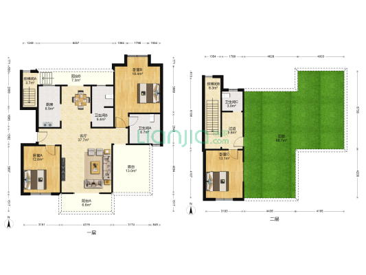 丽德苑 3室1厅3卫 148平方