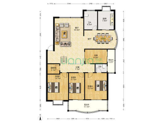 高知秀园 4室1厅2卫 176平方