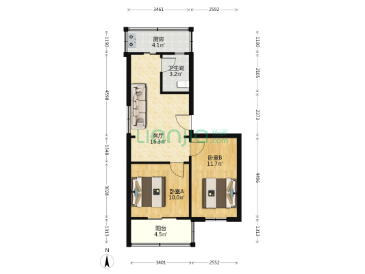 科艺里 2室1厅1卫 61平方