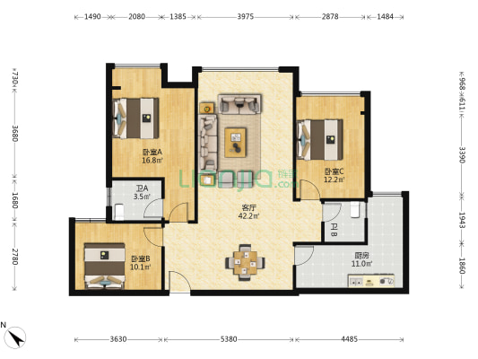 蜀锦星城 3室1厅2卫 110平方