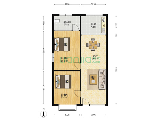 五峰路166号 2室1厅1卫 49平方