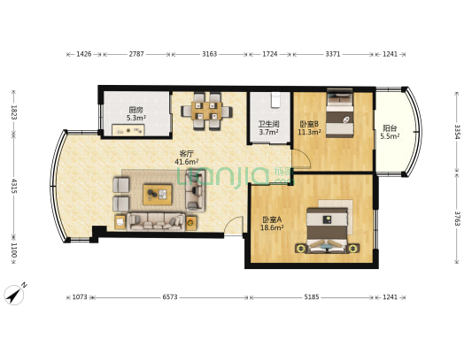 长福沁苑公寓 2室1厅1卫 102平方