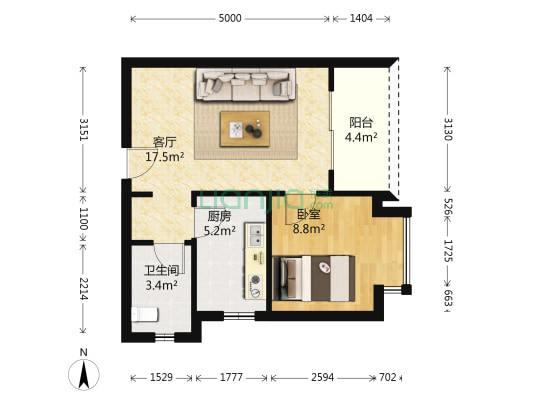 东林小区 1室1厅1卫 46平方