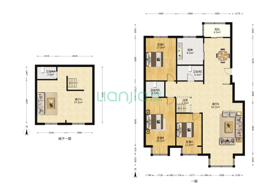 府苑名都 3室2厅3卫 160平方