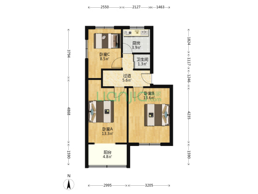 气象小区 3室0厅1卫 66平方
