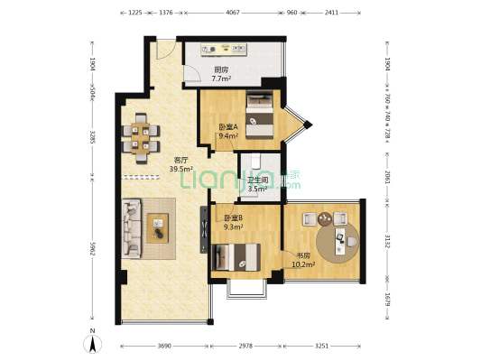 远鸿方程式 3室1厅1卫 82平方