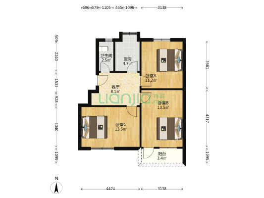 文化宫路30号 3室1厅1卫 71平方