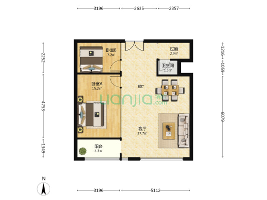 帝豪大厦 2室1厅1卫 106平方