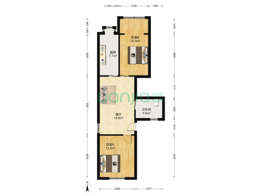 旺达小区 2室1厅1卫 74平方
