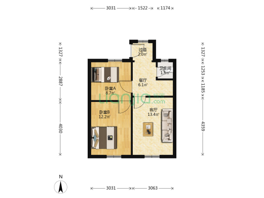 公园路南街 2室2厅1卫 52平方