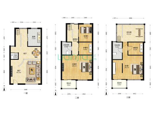 世华佳苑 3室1厅3卫 170平方