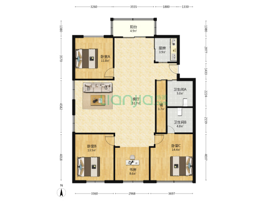 民丰小区(平阳县) 4室1厅2卫 145平方