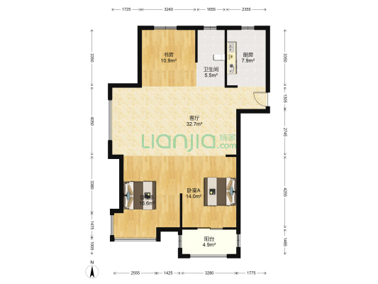 幸福嘉园(开元路) 3室1厅1卫 126平方