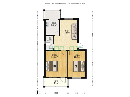 经七路磁带厂家属院 2室1厅1卫 67平方