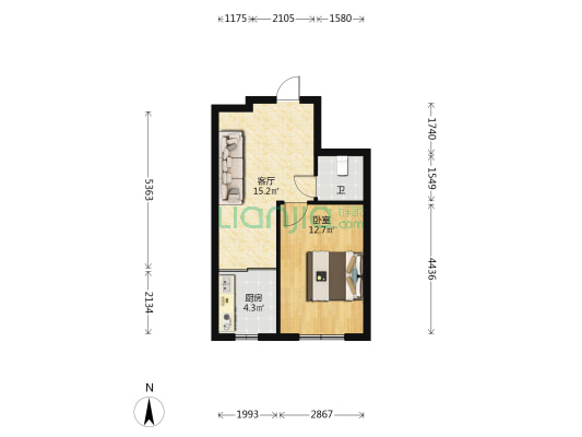 绣山苑 1室1厅1卫 47平方