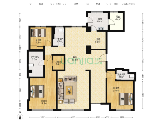金地华著 3室1厅3卫 190平方