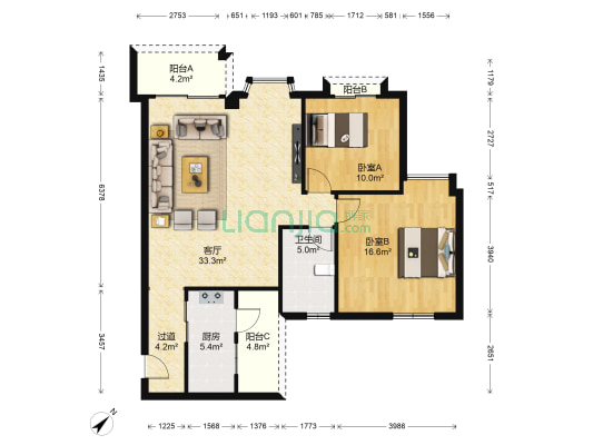 锦绣香江花园紫荆雅园 2室1厅1卫 100平方