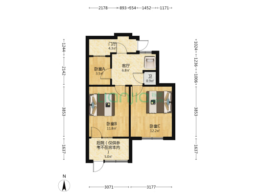 劳动路8号院 3室1厅1卫 42平方