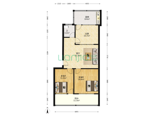 铝箔纸厂新宿舍楼 2室1厅1卫 99平方
