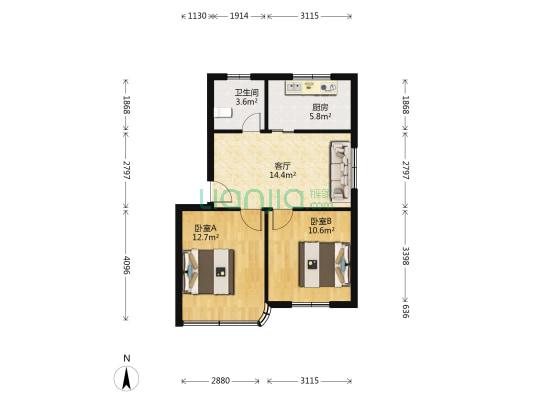 附小宿舍北楼 2室1厅1卫 61平方