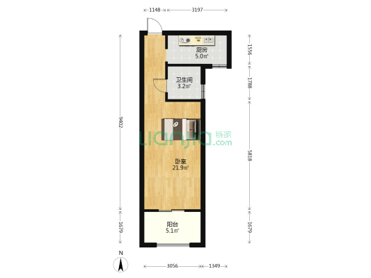 万沙嘉苑 1室0厅1卫 45平方
