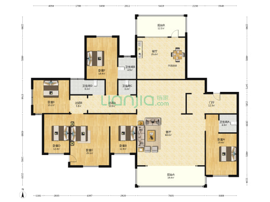 玫瑰湾·信园 6室2厅4卫 376平方