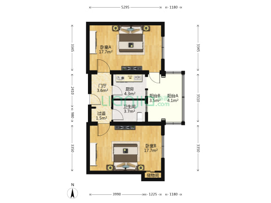 阜成路26号院 2室0厅1卫 74平方