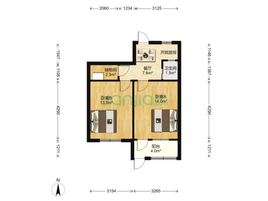 上水陆寺巷 2室1厅1卫 52平方
