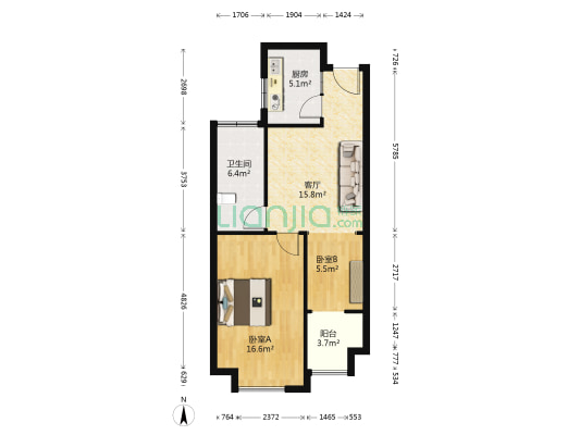 怡景佳园 2室1厅1卫 64平方