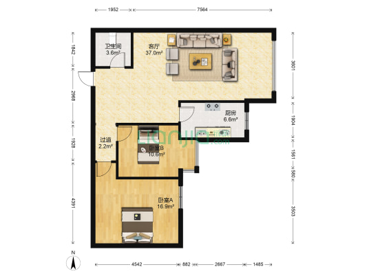 友谊佳苑 2室1厅1卫 92平方