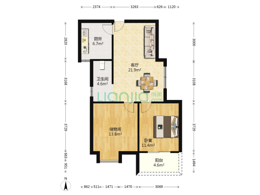 滨湖瑞园(北区) 1室1厅1卫 83平方