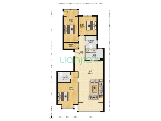 汉唐长风 3室1厅2卫 158平方