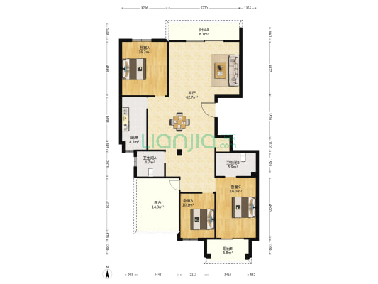 信达佳园 3室1厅2卫 278平方