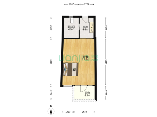 鸿威海怡轩 1室0厅1卫 48平方
