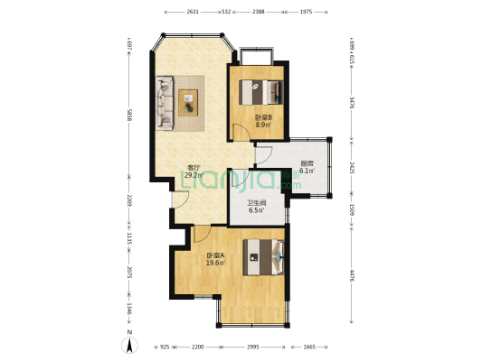 天颐乐园 2室1厅1卫 98平方
