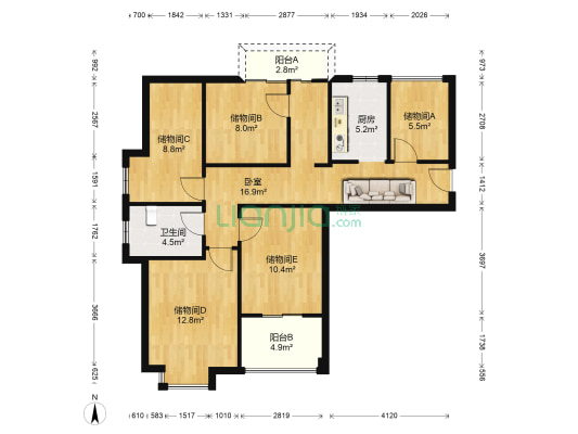 中城玉兰苑 1室0厅1卫 101平方