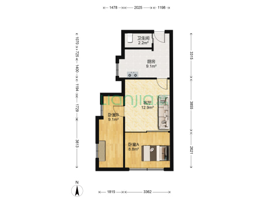 黄孝北路48到58号 2室1厅1卫 40平方