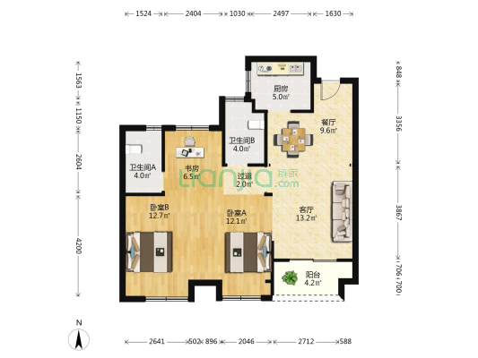 湘溪兰园 3室2厅2卫 89平方