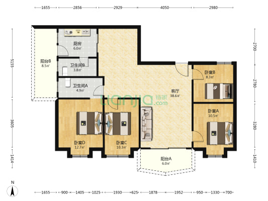 怡翠苑 4室1厅2卫 128平方