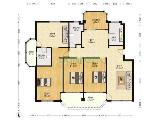 新河浦一横路 4室3厅2卫 173平方