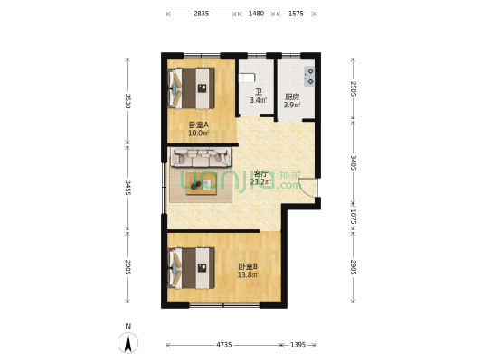 万龙振翔十五峯 2室1厅1卫 89平方