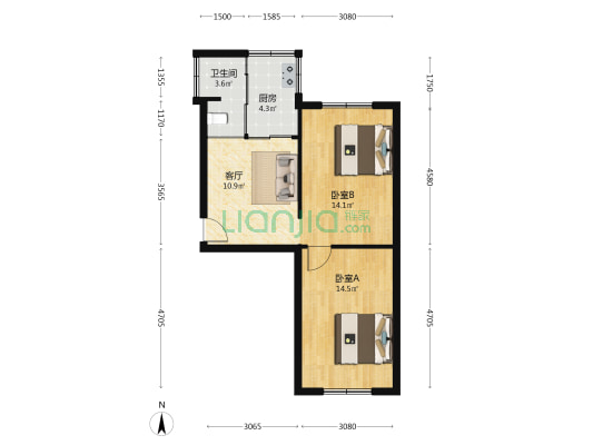 松泉花园 2室1厅1卫 57平方
