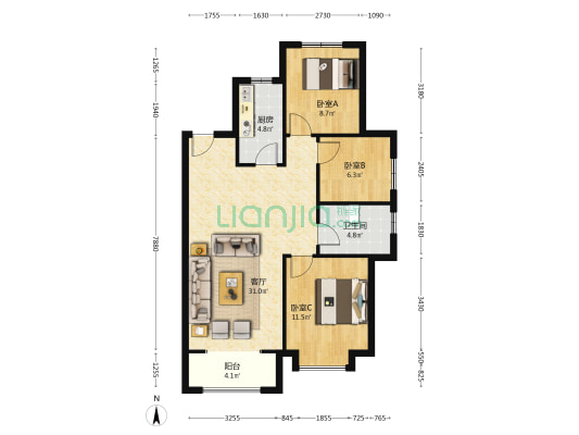 花园洋房社区 人车分流 南北通透-户型图