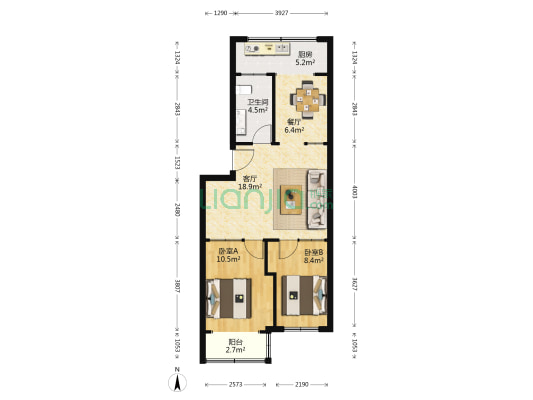 晨光小区(莱山) 2室2厅1卫 75平方