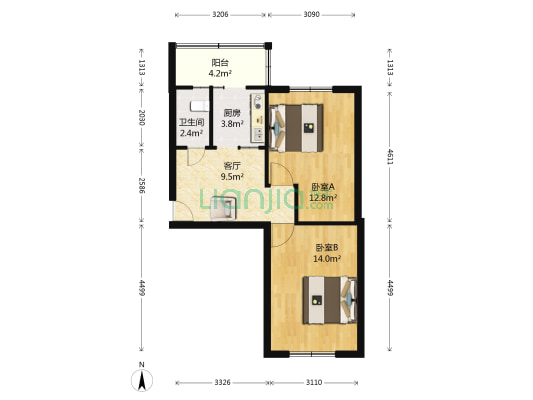 高新里 2室1厅1卫 54平方
